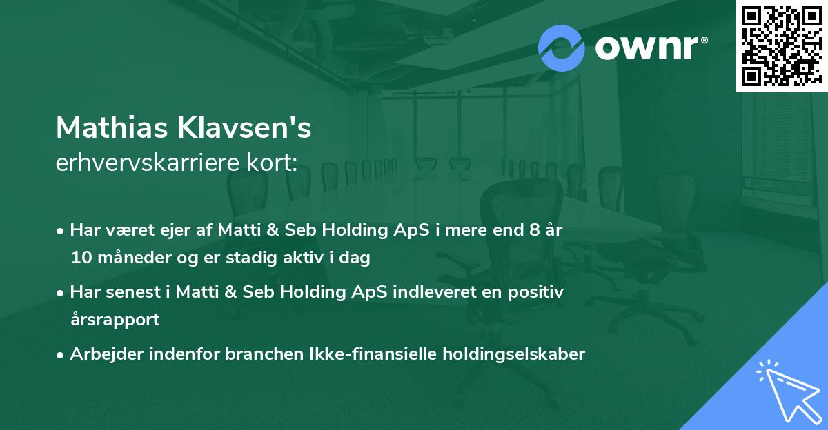Mathias Klavsen's erhvervskarriere kort