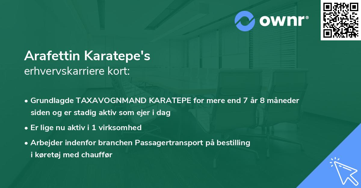 Arafettin Karatepe's erhvervskarriere kort