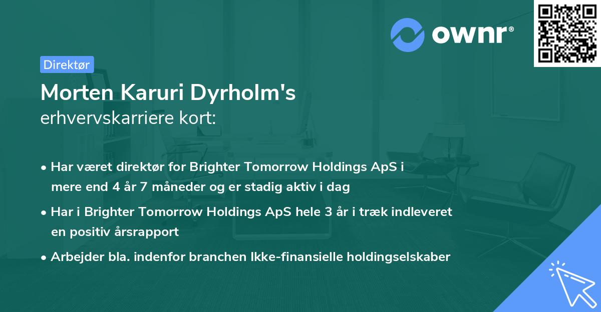 Morten Karuri Dyrholm's erhvervskarriere kort