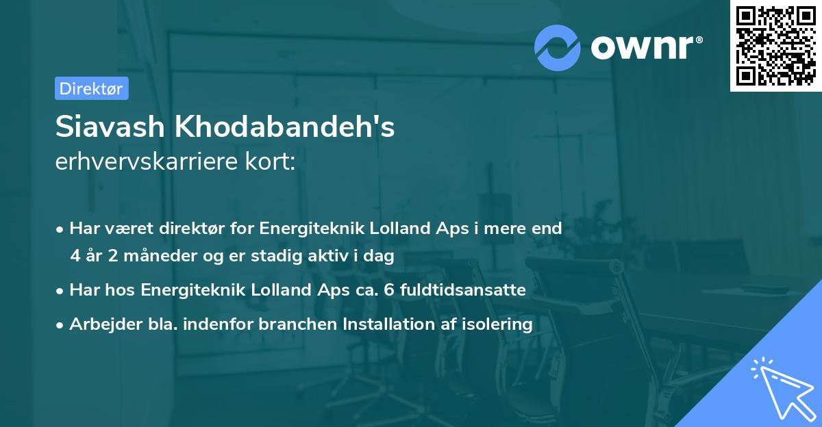 Siavash Khodabandeh's erhvervskarriere kort