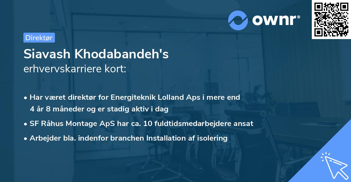 Siavash Khodabandeh's erhvervskarriere kort