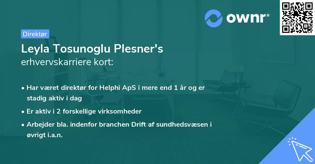 Leyla Tosunoglu Plesner's erhvervskarriere kort