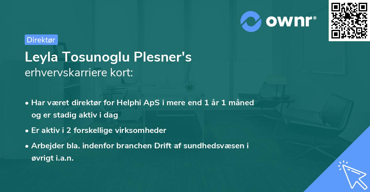 Leyla Tosunoglu Plesner's erhvervskarriere kort