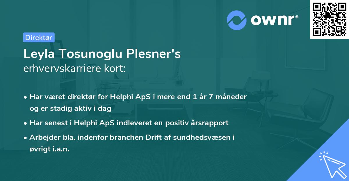 Leyla Tosunoglu Plesner's erhvervskarriere kort