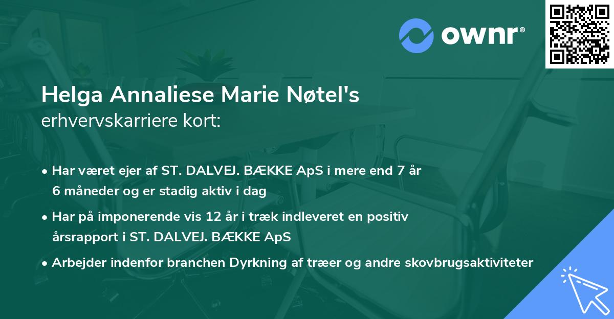 Helga Annaliese Marie Nøtel's erhvervskarriere kort