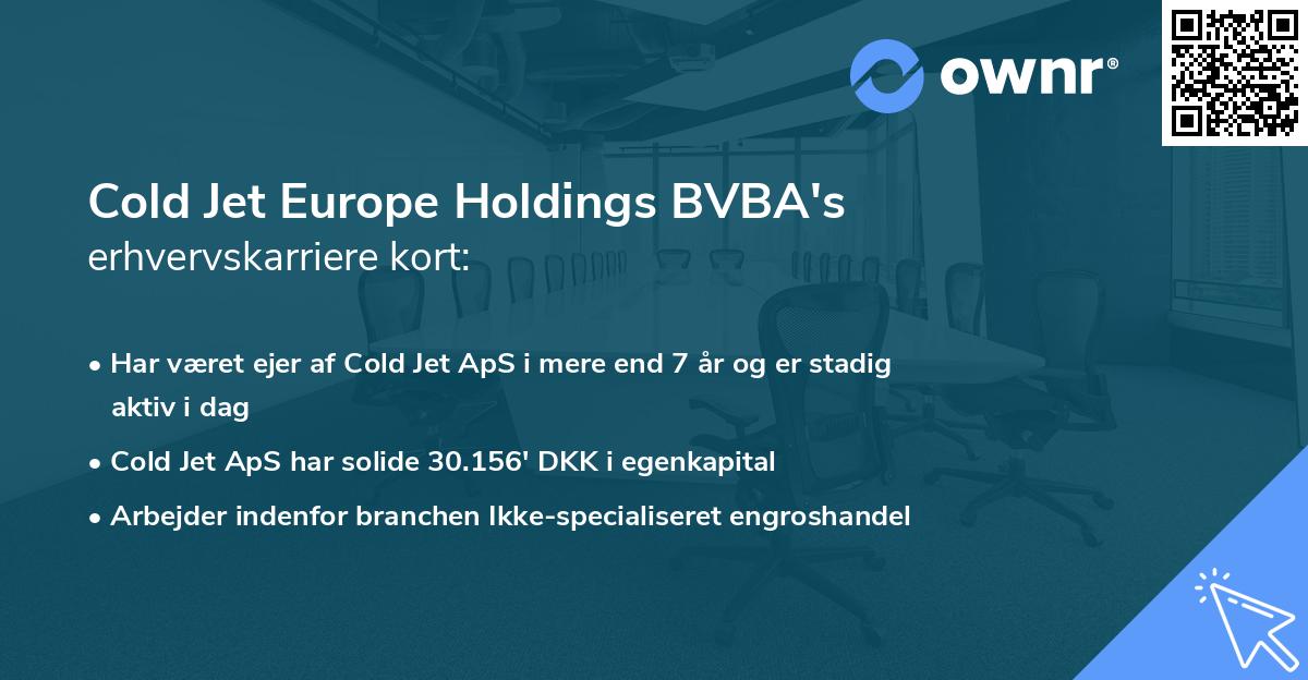 Cold Jet Europe Holdings BVBA's erhvervskarriere kort