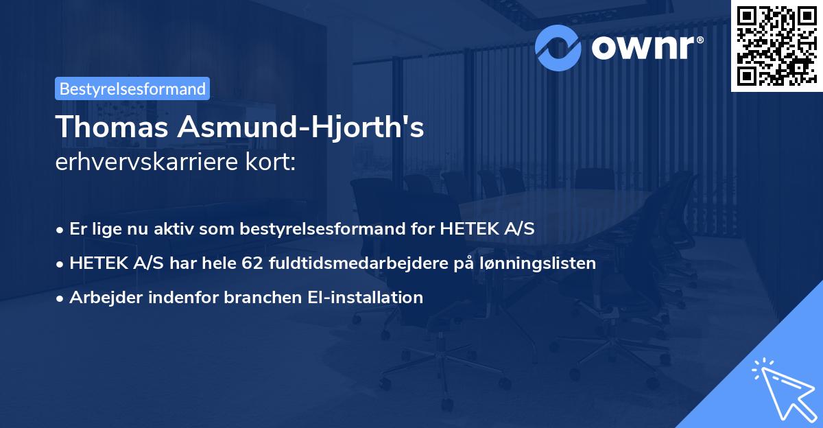 Thomas Asmund-Hjorth's erhvervskarriere kort