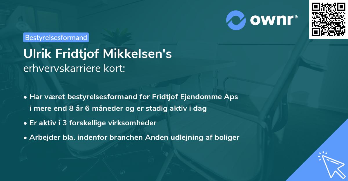 Ulrik Fridtjof Mikkelsen's erhvervskarriere kort