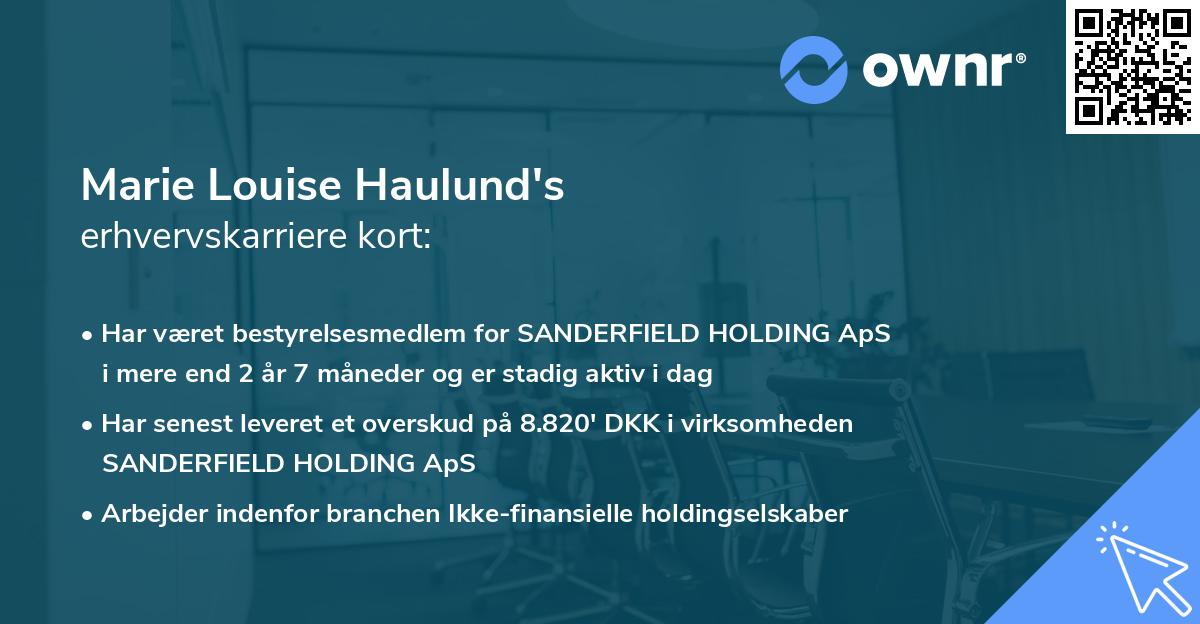 Marie Louise Haulund's erhvervskarriere kort