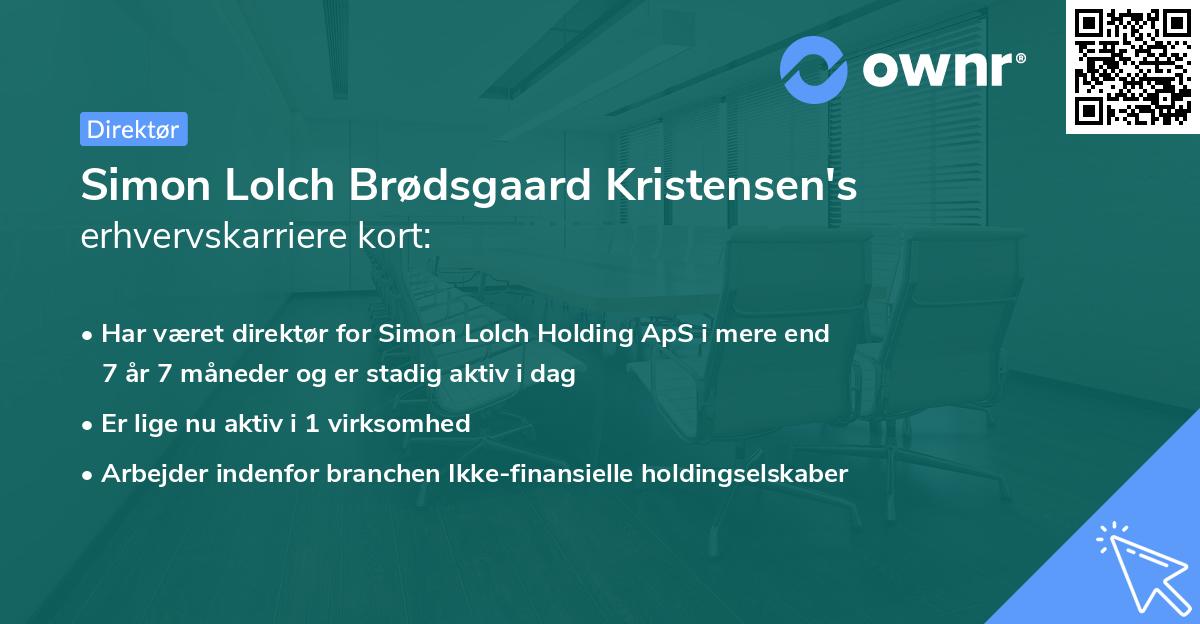 Simon Lolch Brødsgaard Kristensen's erhvervskarriere kort