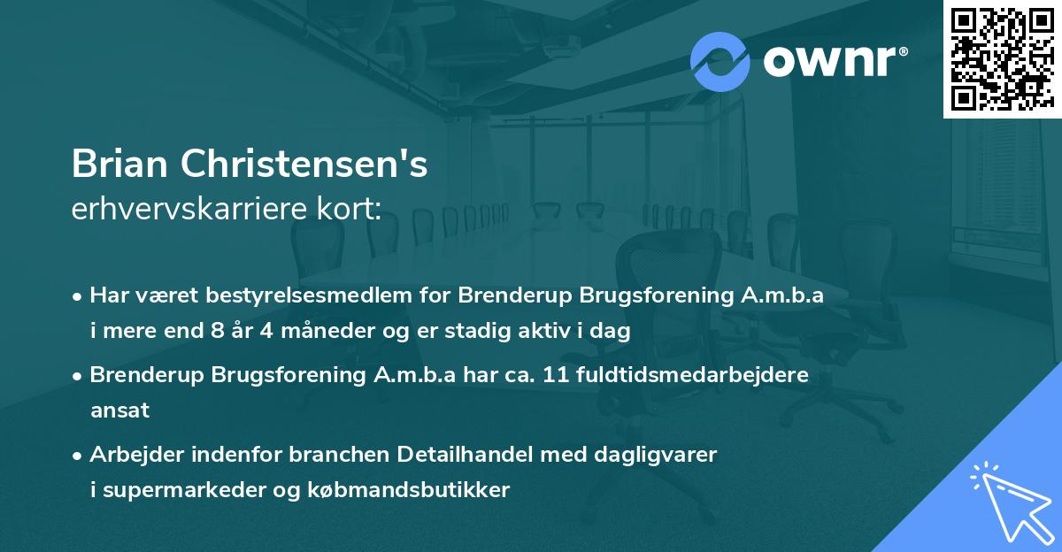 Brian Christensen's erhvervskarriere kort