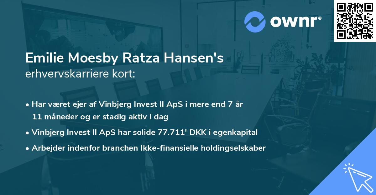 Emilie Moesby Ratza Hansen's erhvervskarriere kort