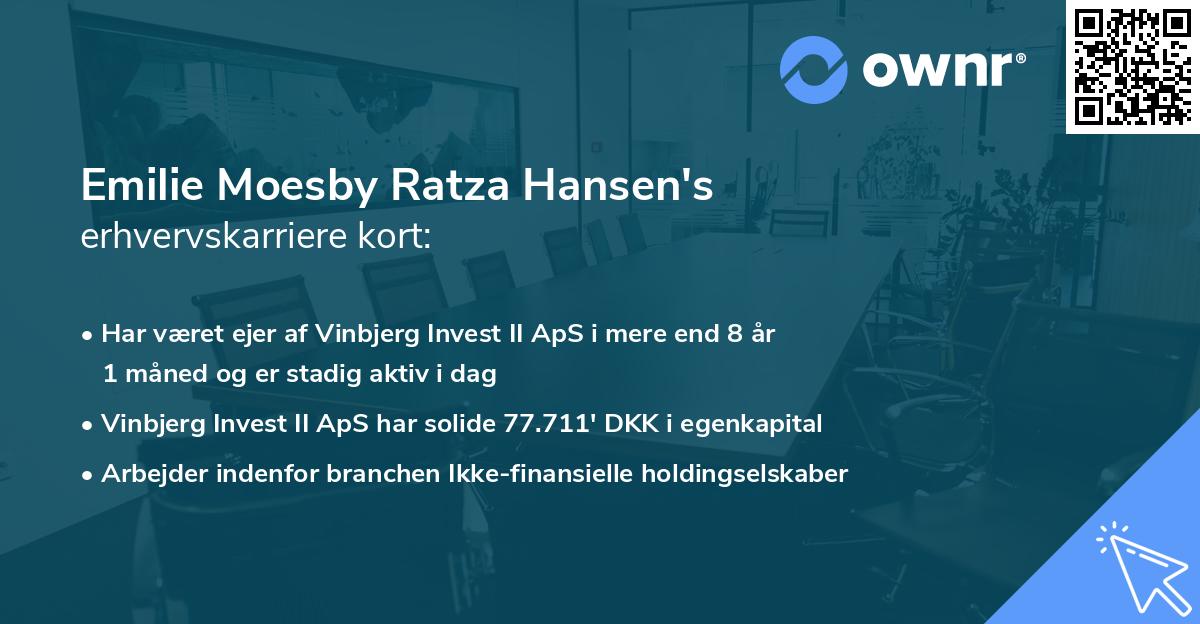 Emilie Moesby Ratza Hansen's erhvervskarriere kort