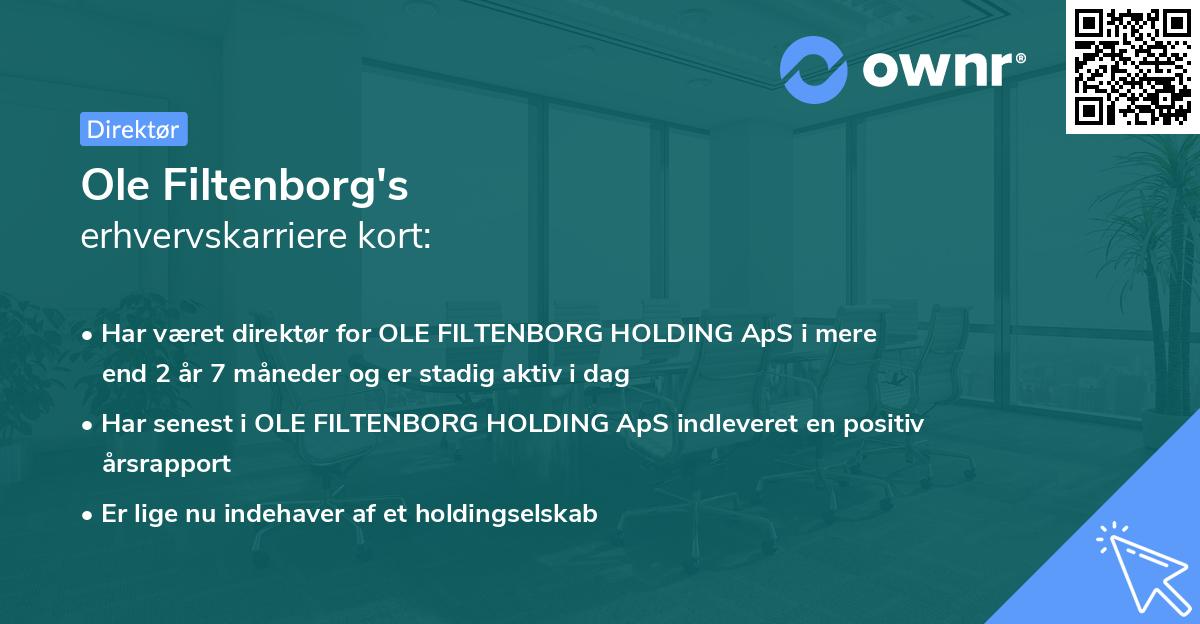 Ole Filtenborg's erhvervskarriere kort