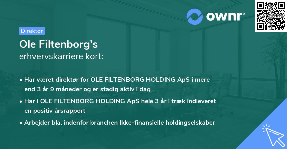 Ole Filtenborg's erhvervskarriere kort