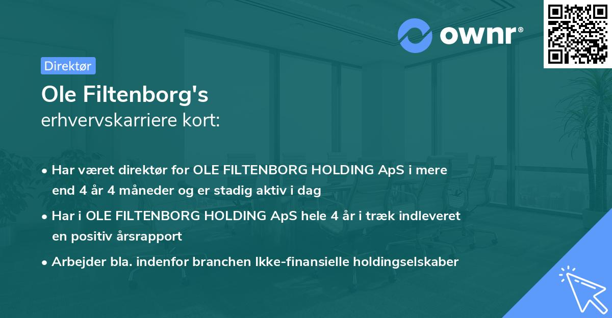 Ole Filtenborg's erhvervskarriere kort