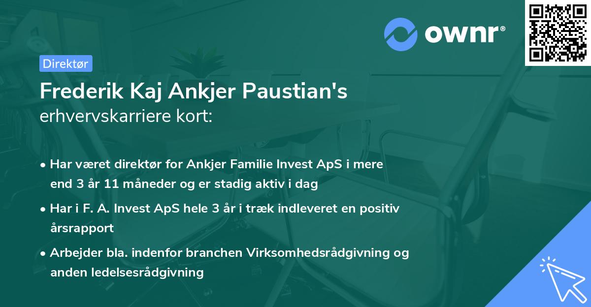 Frederik Kaj Ankjer Paustian's erhvervskarriere kort