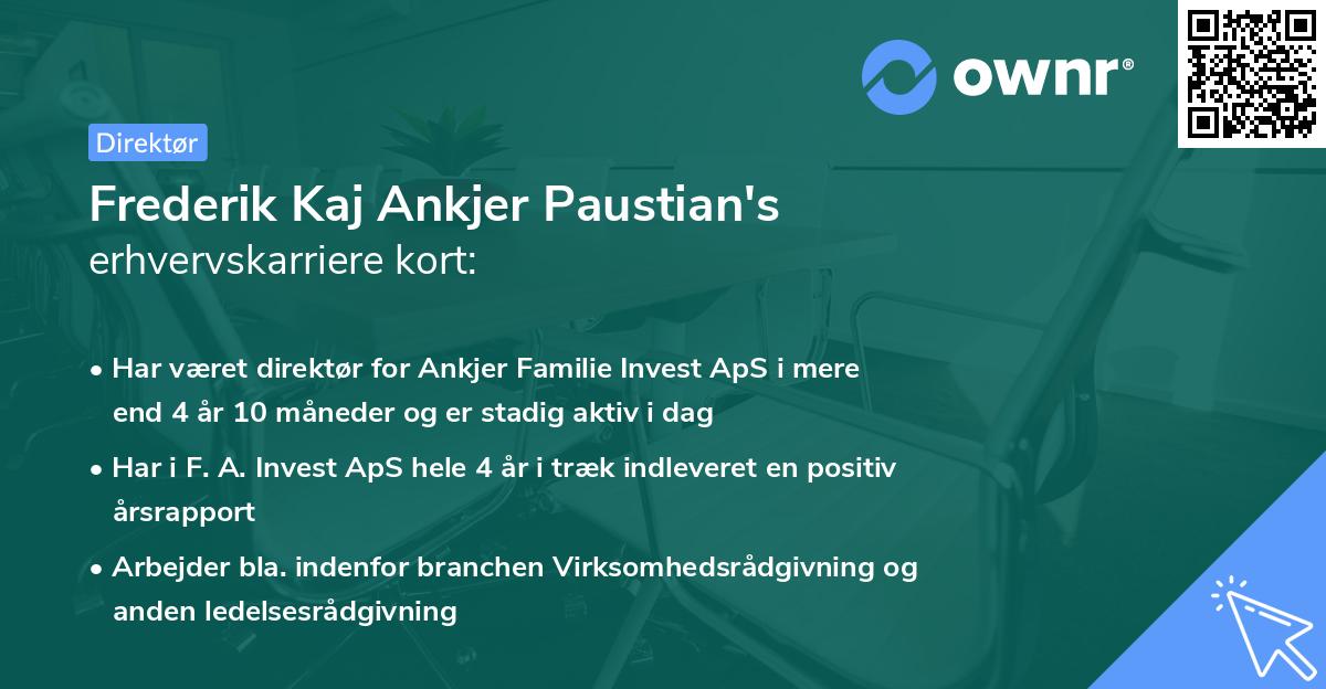 Frederik Kaj Ankjer Paustian's erhvervskarriere kort