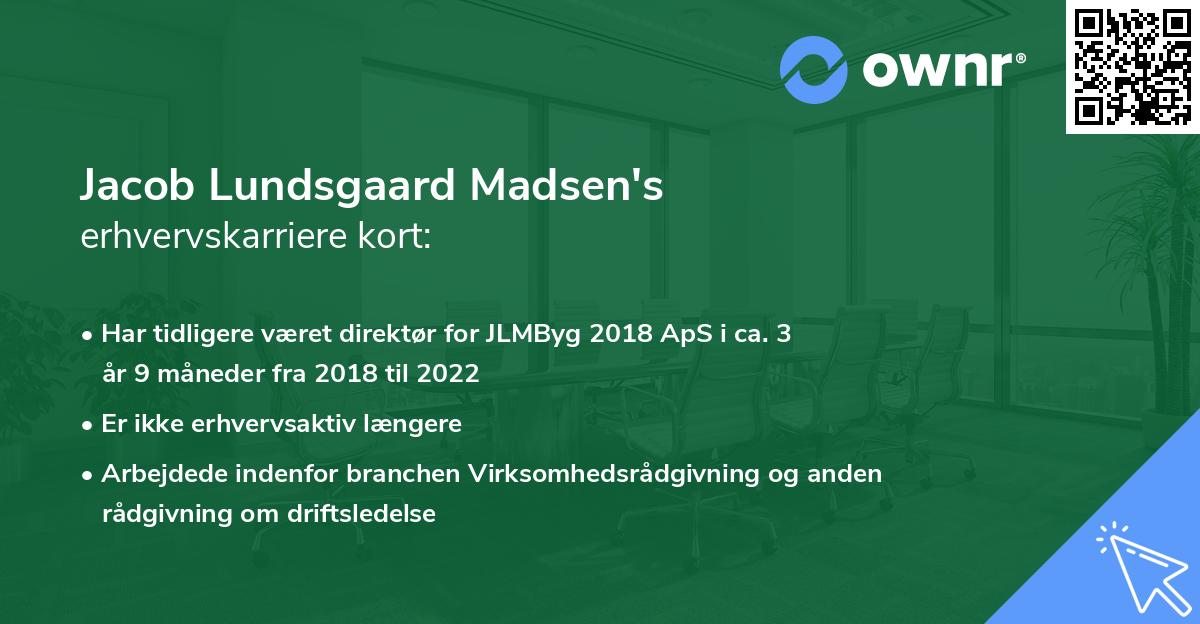 Jacob Lundsgaard Madsen's erhvervskarriere kort