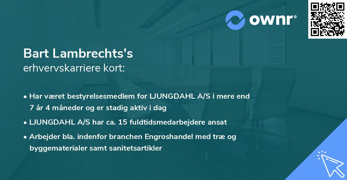 Bart Lambrechts's erhvervskarriere kort