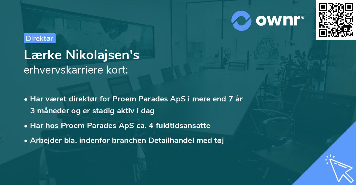 Lærke Nikolajsen's erhvervskarriere kort