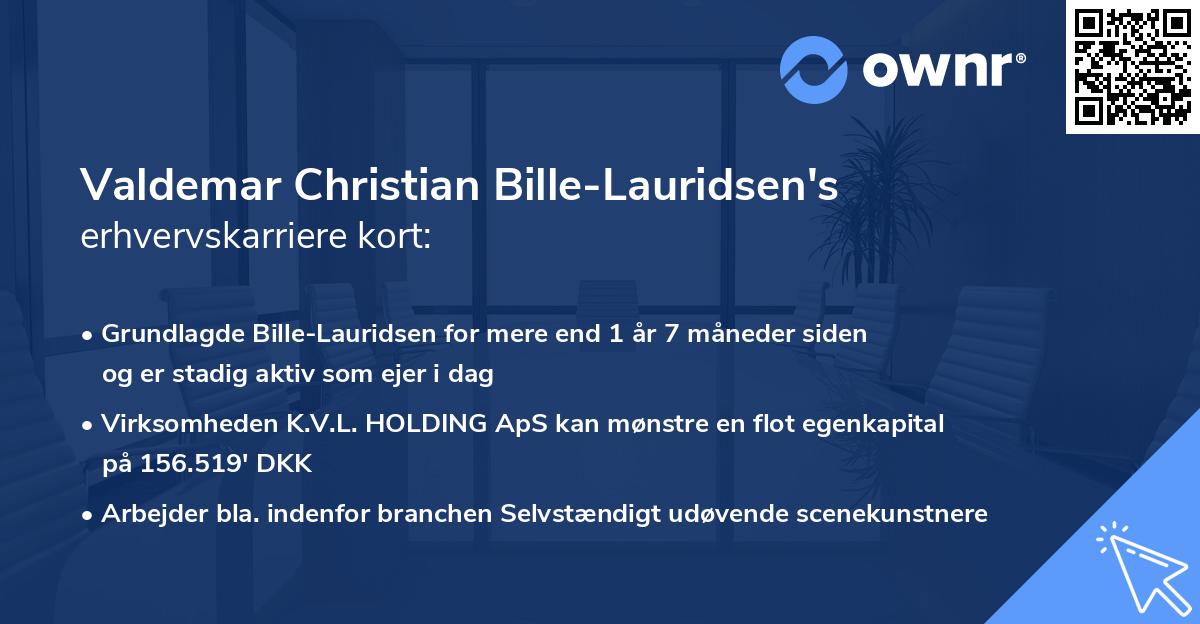 Valdemar Christian Bille-Lauridsen's erhvervskarriere kort