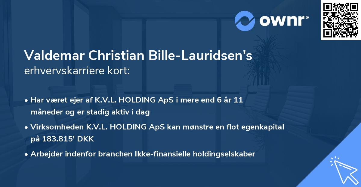 Valdemar Christian Bille-Lauridsen's erhvervskarriere kort