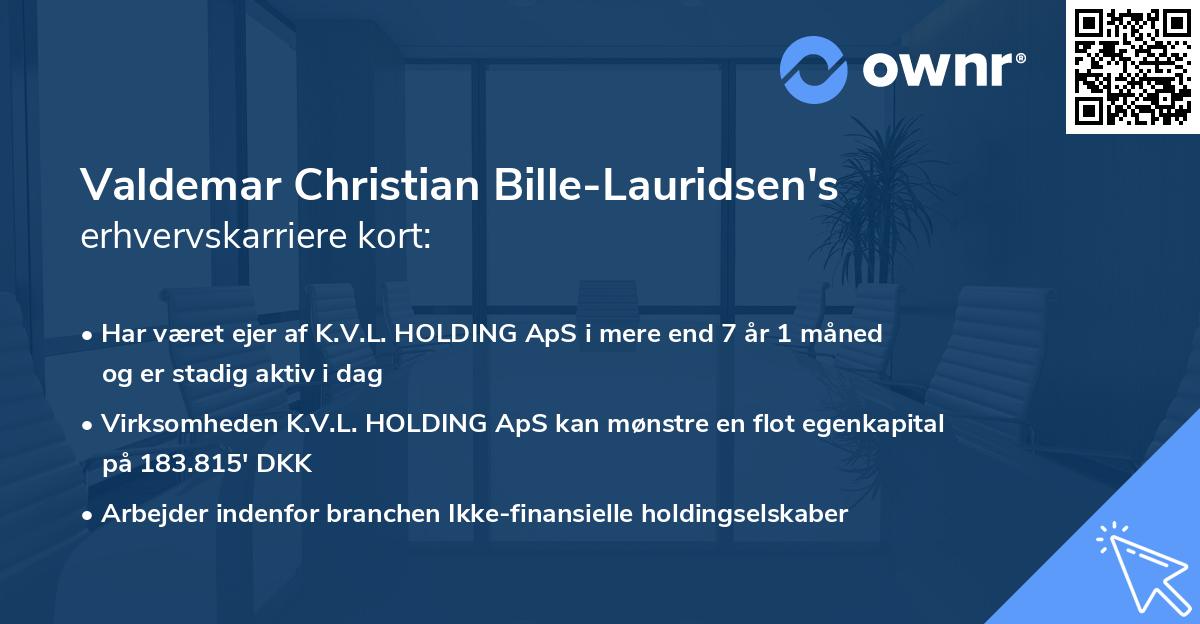 Valdemar Christian Bille-Lauridsen's erhvervskarriere kort