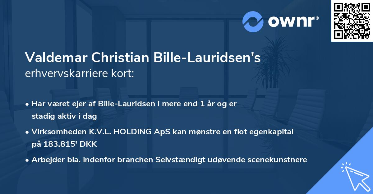Valdemar Christian Bille-Lauridsen's erhvervskarriere kort