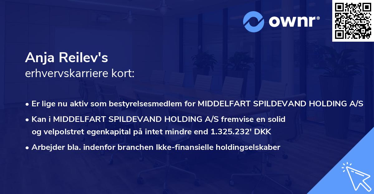 Anja Reilev's erhvervskarriere kort