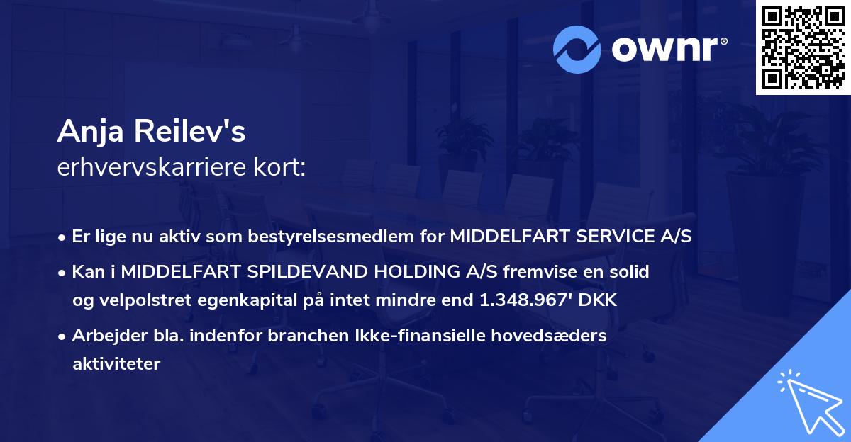 Anja Reilev's erhvervskarriere kort