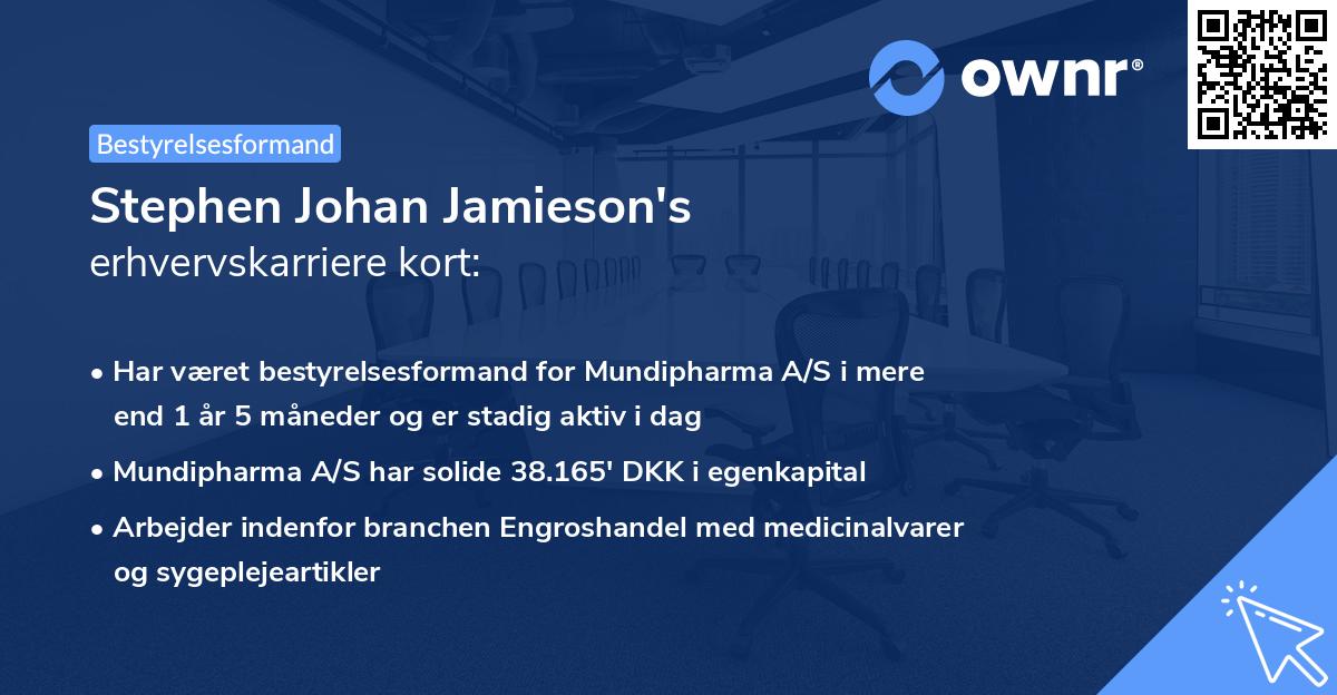 Stephen Johan Jamieson's erhvervskarriere kort