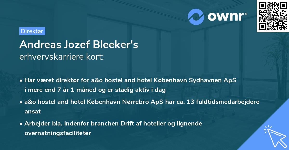 Andreas Jozef Bleeker's erhvervskarriere kort