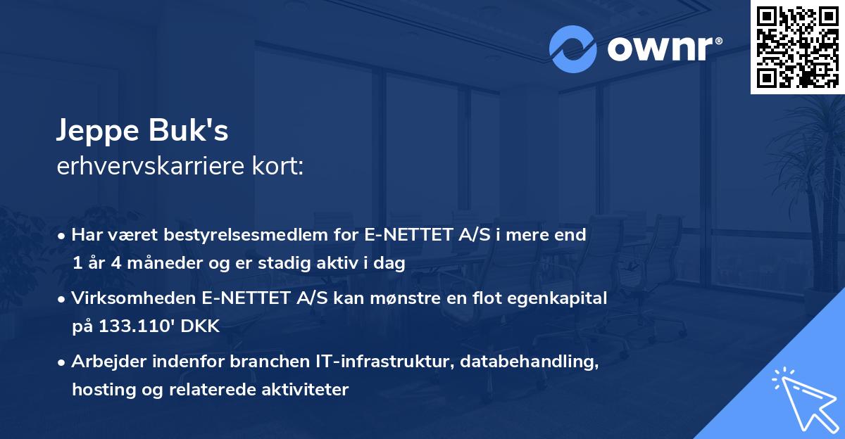 Jeppe Buk's erhvervskarriere kort