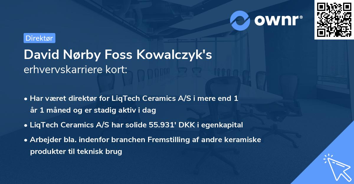 David Nørby Foss Kowalczyk's erhvervskarriere kort