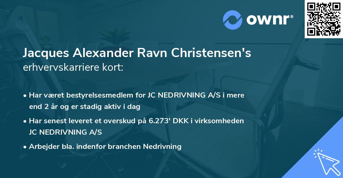 Jacques Alexander Ravn Christensen's erhvervskarriere kort
