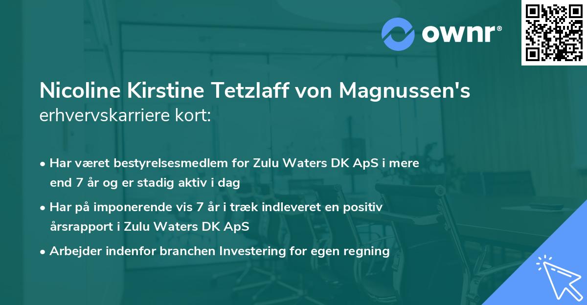 Nicoline Kirstine Tetzlaff von Magnussen's erhvervskarriere kort