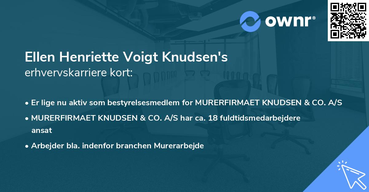 Ellen Henriette Voigt Knudsen's erhvervskarriere kort