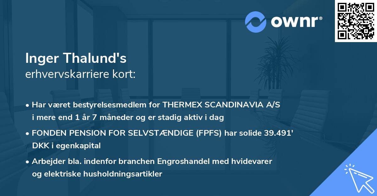 Inger Thalund's erhvervskarriere kort