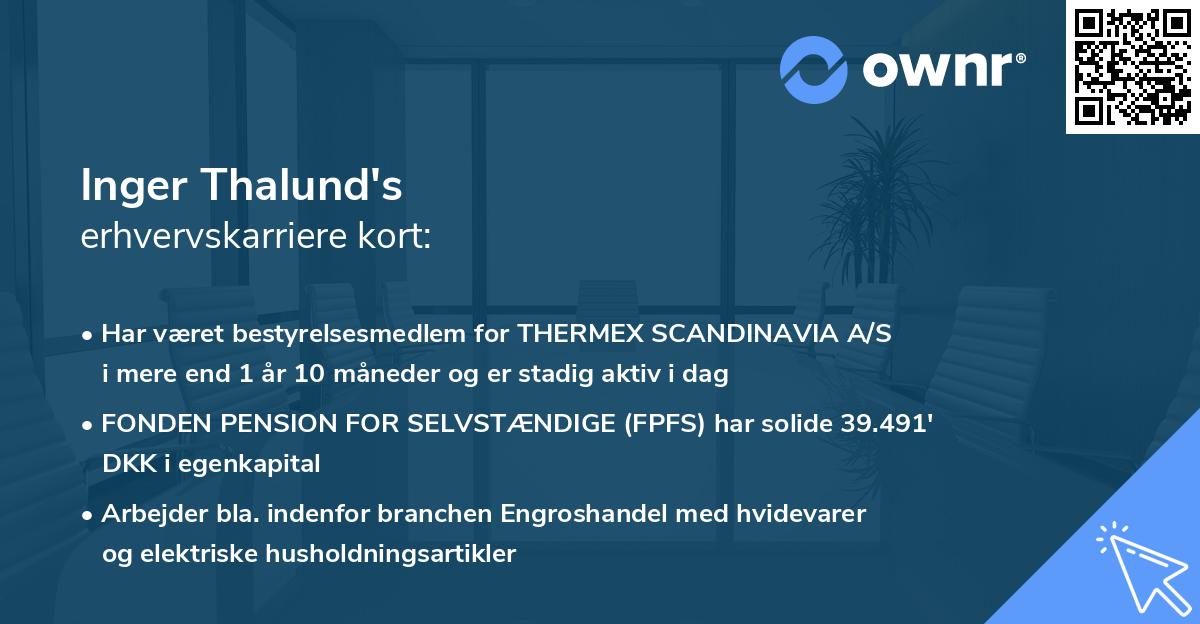 Inger Thalund's erhvervskarriere kort
