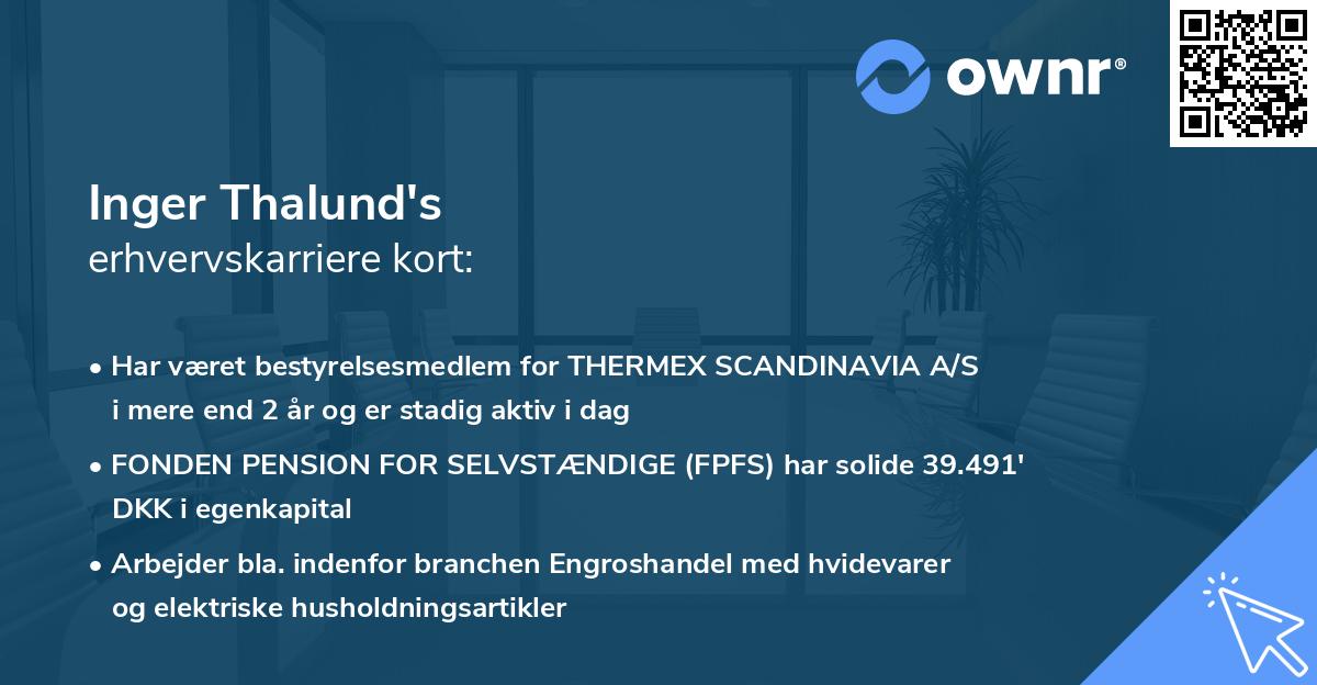 Inger Thalund's erhvervskarriere kort