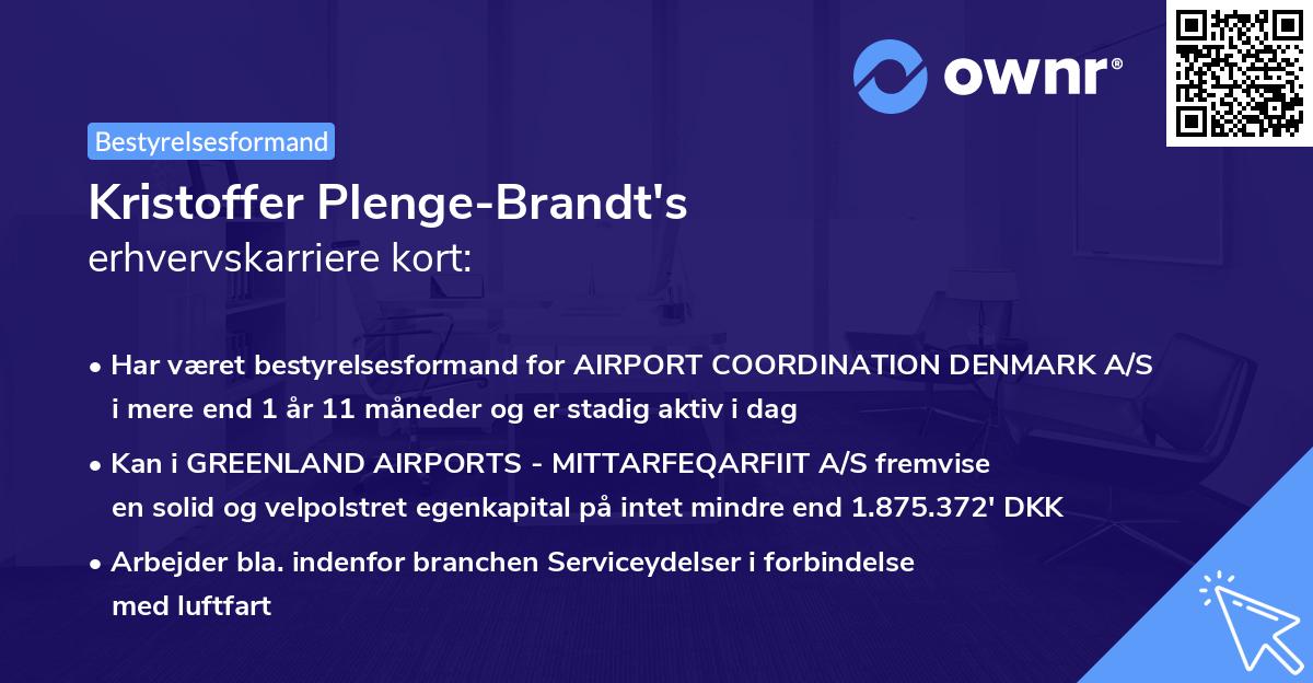 Kristoffer Plenge-Brandt's erhvervskarriere kort