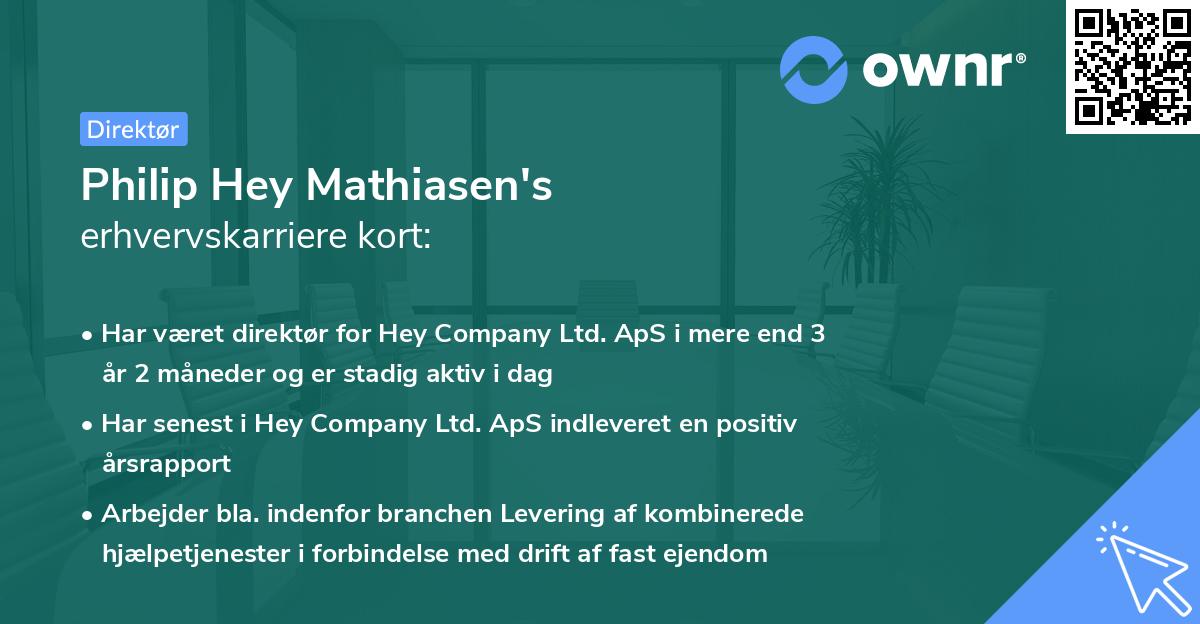 Philip Hey Mathiasen's erhvervskarriere kort