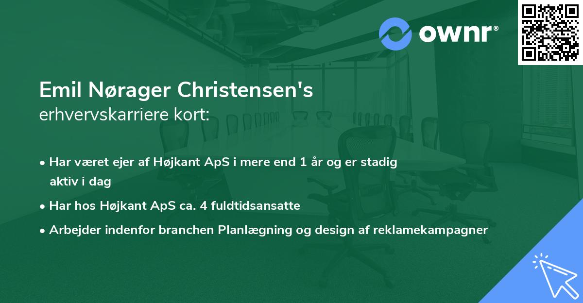 Emil Nørager Christensen's erhvervskarriere kort