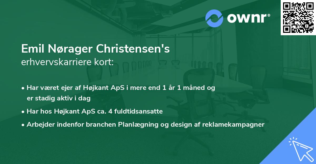 Emil Nørager Christensen's erhvervskarriere kort