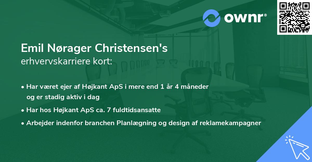 Emil Nørager Christensen's erhvervskarriere kort