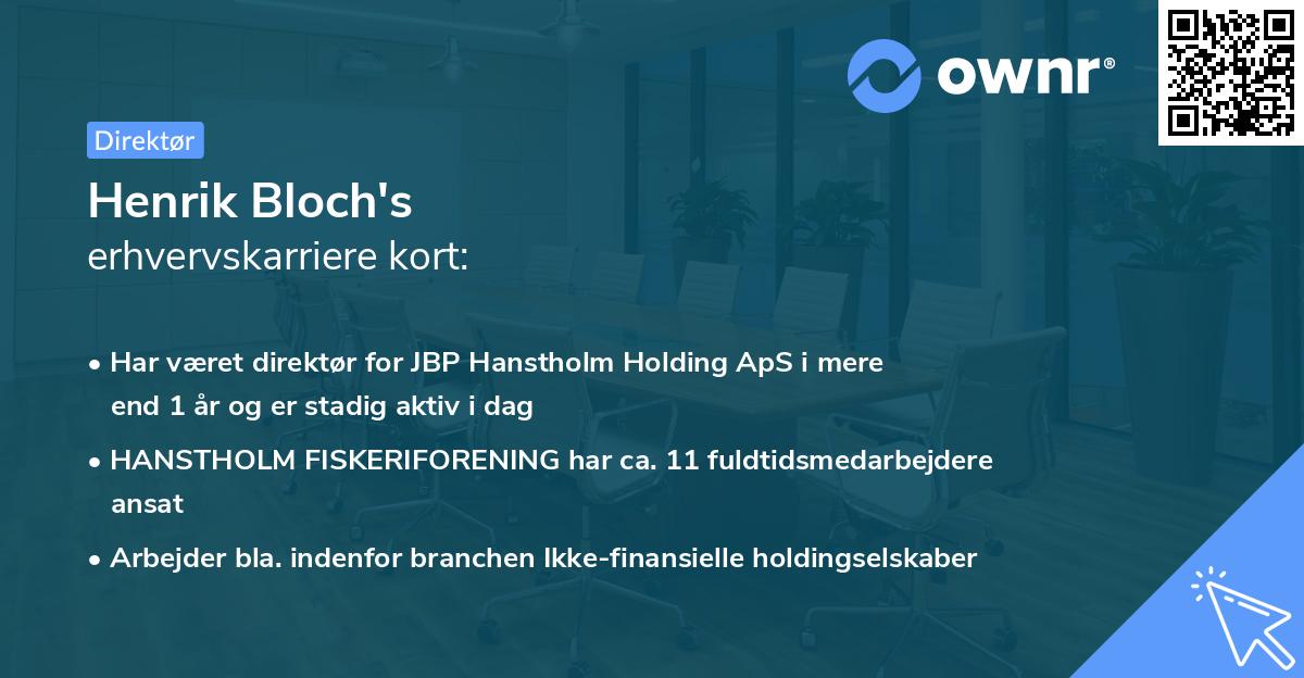 Henrik Bloch's erhvervskarriere kort