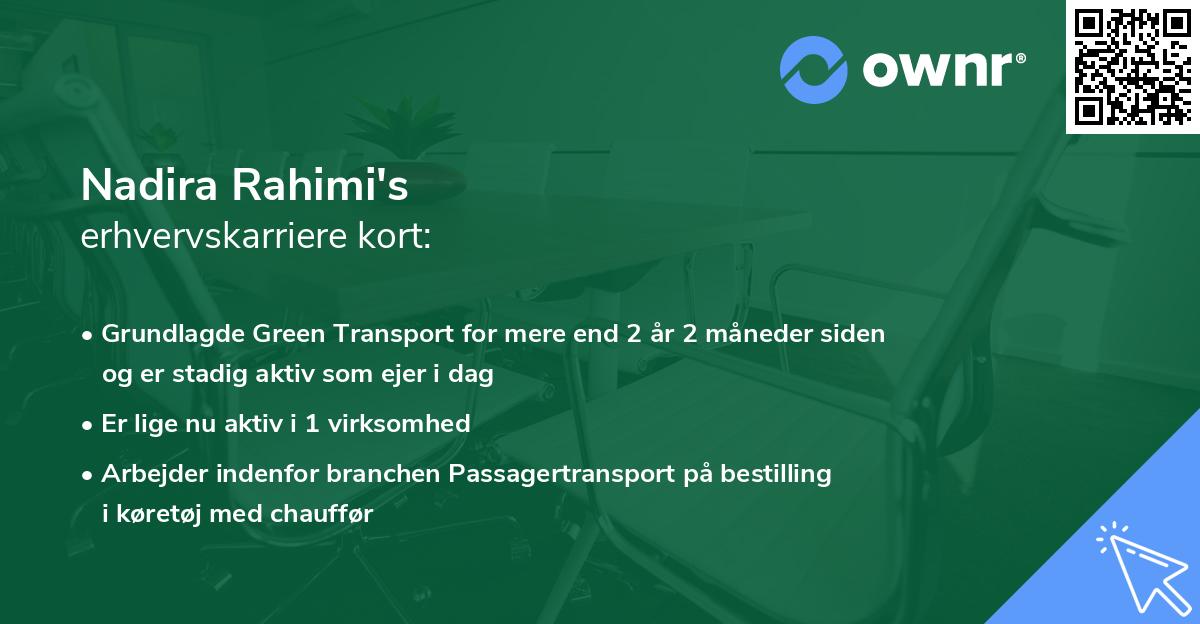 Nadira Rahimi's erhvervskarriere kort