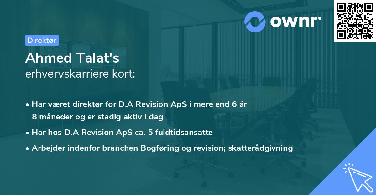Ahmed Talat's erhvervskarriere kort