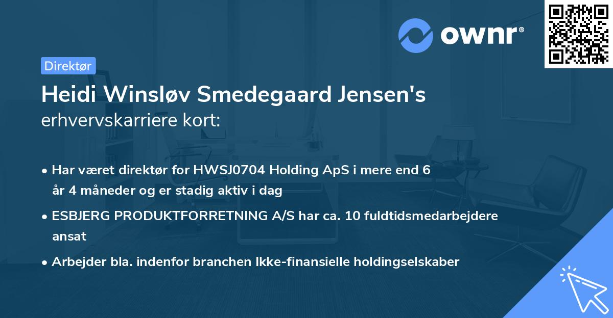 Heidi Winsløv Smedegaard Jensen's erhvervskarriere kort
